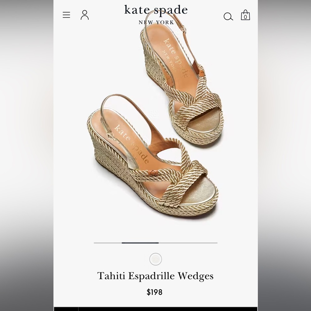 Kate Spade Gold Wedge Sandals with Espadrille Style